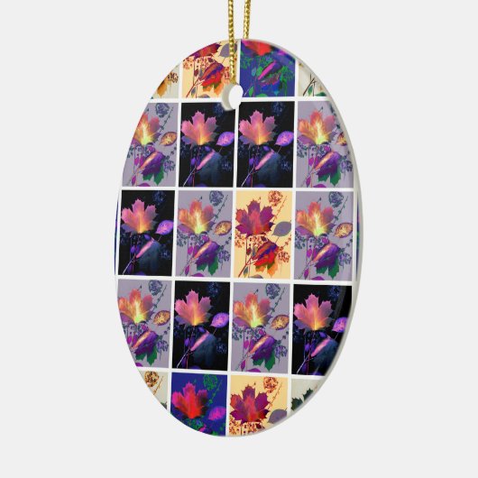 Autumn Leaves Rustic Patchwork Quilt Collage Keramisch Ornament (Links)