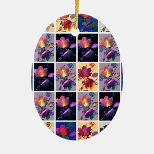 Autumn Leaves Rustic Patchwork Quilt Collage Keramisch Ornament (Voorkant)