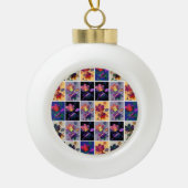 Autumn Leaves Rustic Patchwork Quilt Collage Keramische Bal Ornament (Voorkant)