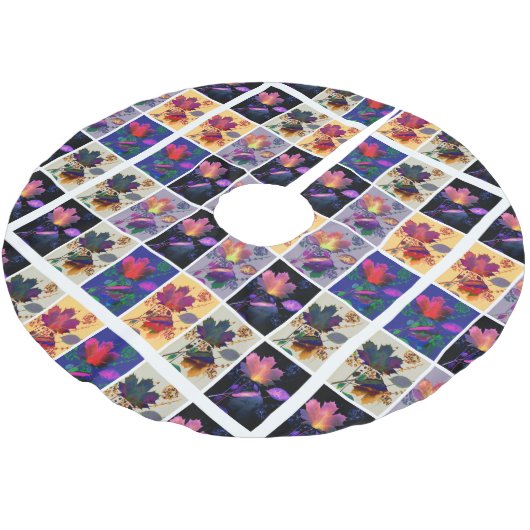 Autumn Leaves Rustic Patchwork Quilt Collage Kerstboom Rok (Gekanteld)