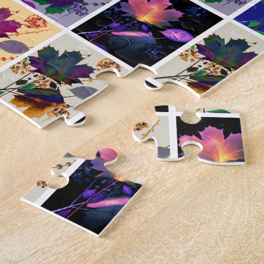 Autumn Leaves Rustic Patchwork Quilt Collage Legpuzzel (Zijkant)