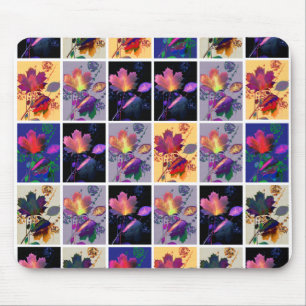 Autumn Leaves Rustic Patchwork Quilt Collage Muismat