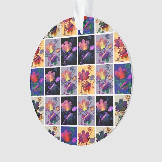 Autumn Leaves Rustic Patchwork Quilt Collage Ornament (voorkant)