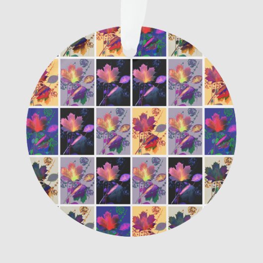 Autumn Leaves Rustic Patchwork Quilt Collage Ornament (voorkant)