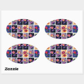 Autumn Leaves Rustic Patchwork Quilt Collage Ovale Sticker (Vel)