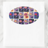 Autumn Leaves Rustic Patchwork Quilt Collage Ovale Sticker (Tas)