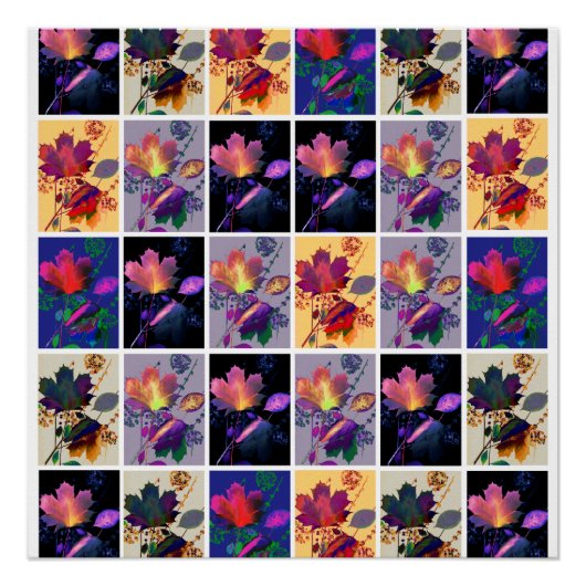 Autumn Leaves Rustic Patchwork Quilt Collage Perfect Poster (Voorkant)