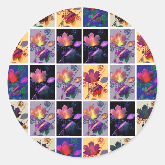 Autumn Leaves Rustic Patchwork Quilt Collage Ronde Sticker (Voorkant)