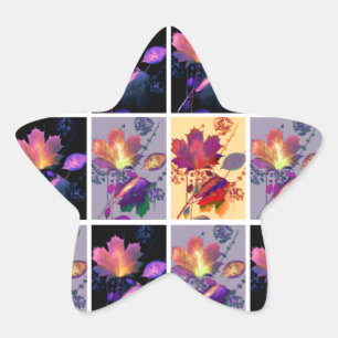 Autumn Leaves Rustic Patchwork Quilt Collage Ster Sticker