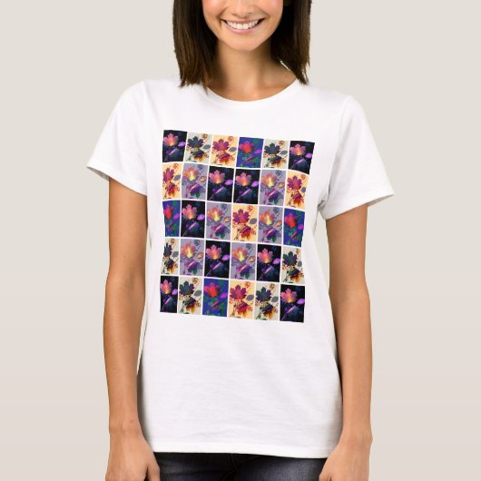 Autumn Leaves Rustic Patchwork Quilt Collage T-shirt (Voorkant)