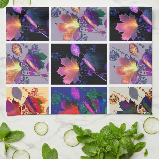 Autumn Leaves Rustic Patchwork Quilt Collage Theedoek (Gevouwen)