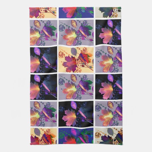 Autumn Leaves Rustic Patchwork Quilt Collage Theedoek (Verticaal)