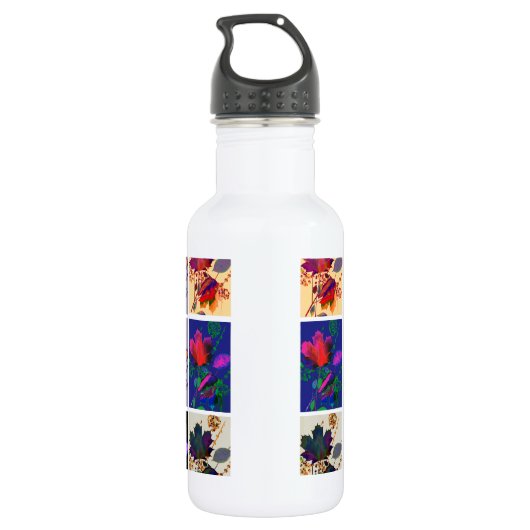 Autumn Leaves Rustic Patchwork Quilt Collage Waterfles (Achterkant)