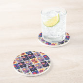 Autumn Leaves Rustic Patchwork Quilt Collage Zandsteen Onderzetter (Zijkant)