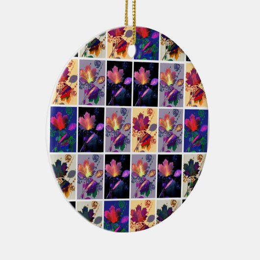 Autumn Leaves Rustic Patchwork Quilt Keramisch Ornament (Rechts)