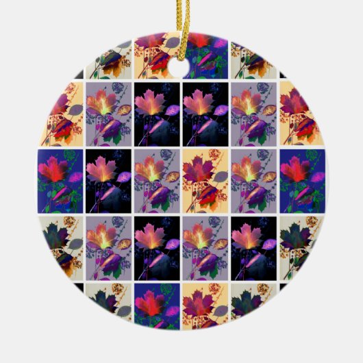 Autumn Leaves Rustic Patchwork Quilt Keramisch Ornament (Voorkant)