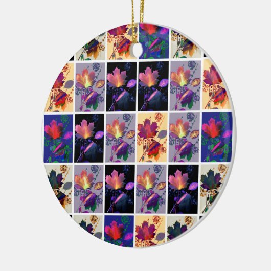 Autumn Leaves Rustic Patchwork Quilt Keramisch Ornament (Links)