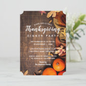 Autumn Leaves Rustic Pumpkin Thanksgiving Dinner Kaart (Staand voorkant)