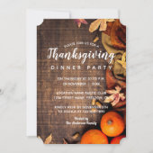 Autumn Leaves Rustic Pumpkin Thanksgiving Dinner Kaart (Voorkant)