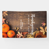 Autumn Leaves Rustic Pumpkin Thanksgiving Dinner Spandoek (Horizontaal)