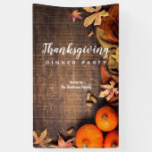 Autumn Leaves Rustic Pumpkin Thanksgiving Dinner Spandoek (Verticaal)