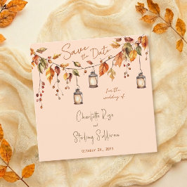 Autumn Leaves Rustic Watercolor Elegant Wedding Kaart