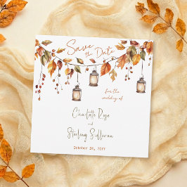 Autumn Leaves Rustic Watercolor Elegant Wedding Kaart