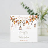 Autumn Leaves Rustic Watercolor Elegant Wedding Kaart (Staand voorkant)