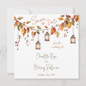Autumn Leaves Rustic Watercolor Elegant Wedding Kaart (Voorkant)