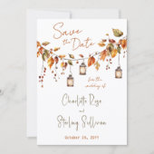 Autumn Leaves Rustic Watercolor Elegant Wedding Save The Date (Voorkant)