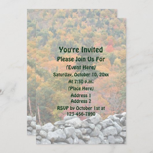 Autumn Leaves Stone Wall Natuur Kaart (Voorkant / Achterkant)