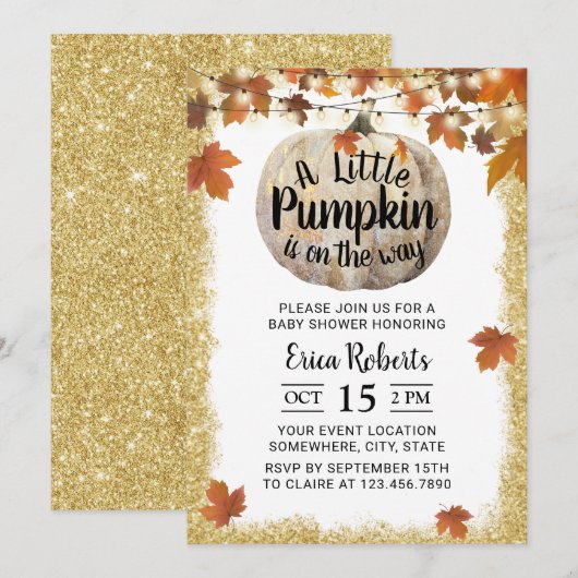 Autumn Leaves String Lights Baby shower Kaart (Voorkant / Achterkant)