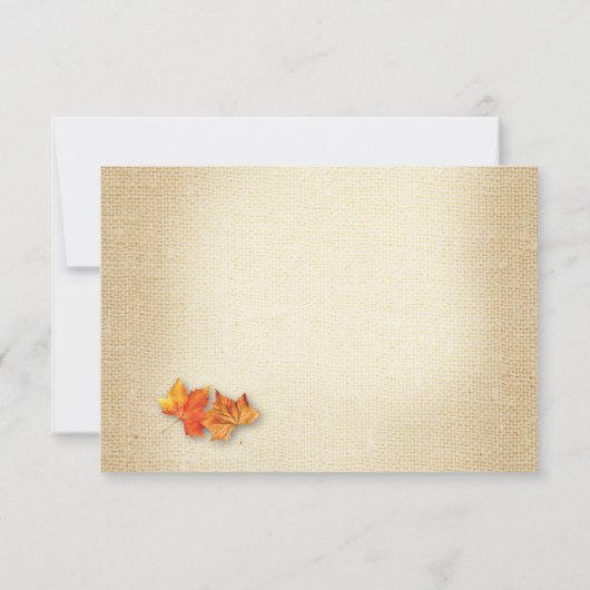 Autumn Leaves String Lights Burlap Wedding RSVP (Achterkant)