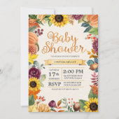 Autumn Leaves Sunflower Herfst Baby shower Kaart (Voorkant)
