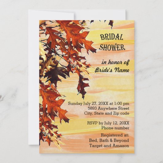 Autumn Leaves Swirl Color Bridal Shower Kaart (Voorkant)