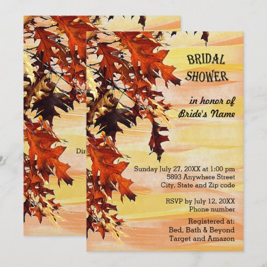 Autumn Leaves Swirl Color Bridal Shower Kaart (Voorkant / Achterkant)