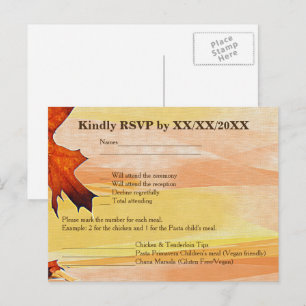 Autumn Leaves Swirl Color RSVP and Menu Postcard