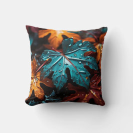 Autumn Leaves Symphony: regendruppels op Herfst ge Kussen