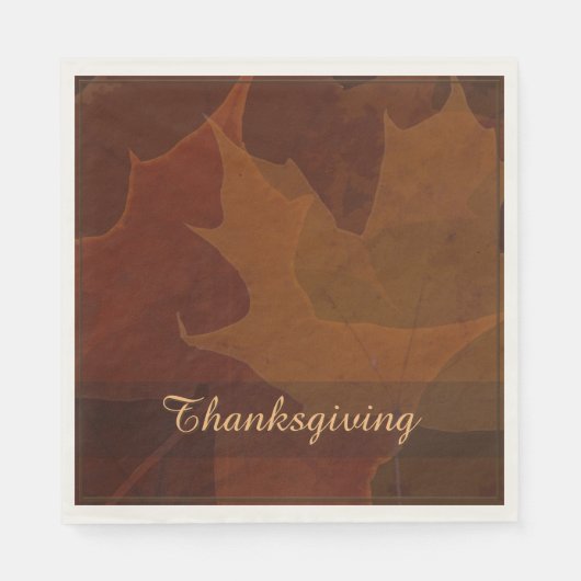 Autumn Leaves Thanksgiving aangepaste tekstkleur Servet (Voorkant)