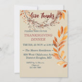 Autumn Leaves Thanksgiving Diner bewerkbaar Kaart (Voorkant)