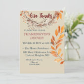 Autumn Leaves Thanksgiving Diner bewerkbaar Kaart (Staand voorkant)