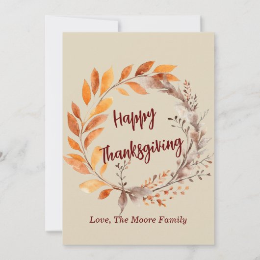 Autumn Leaves Thanksgiving Diner bewerkbaar Kaart (Achterkant)