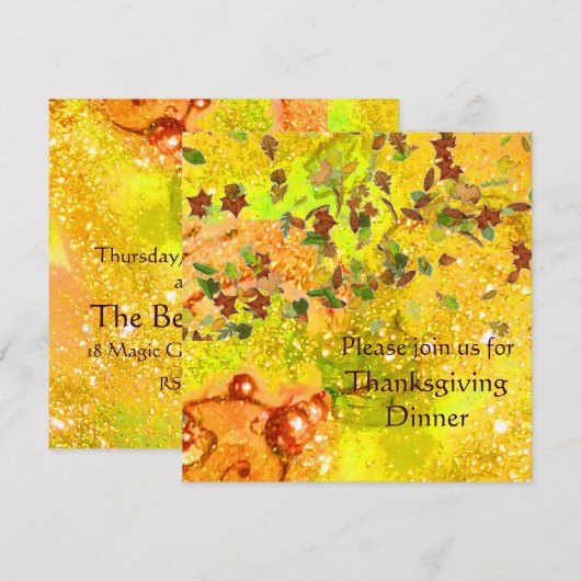 AUTUMN LEAVES Thanksgiving Dinner Kaart (Voorkant / Achterkant)