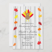 Autumn Leaves Thanksgiving Turkey Rustic Wood Kaart (Voorkant)