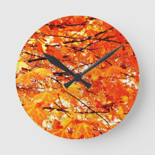 Autumn Leaves Wall Clock Ronde Klok