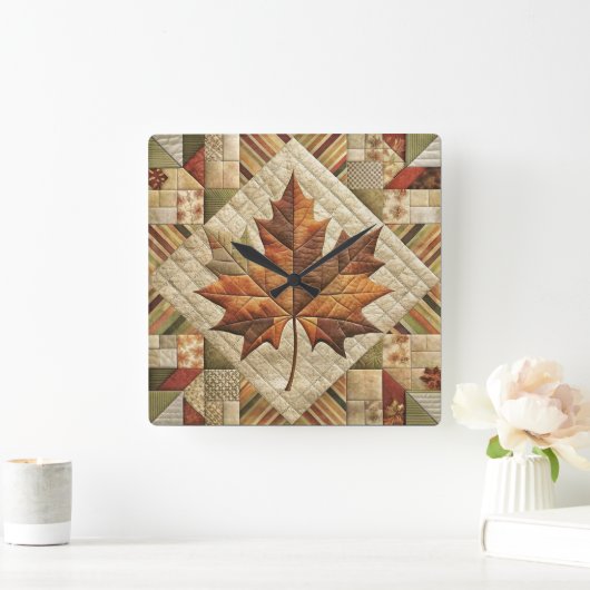Autumn Leaves Wall Clock Vierkante Klok (Huis)