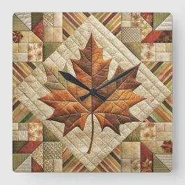 Autumn Leaves Wall Clock Vierkante Klok