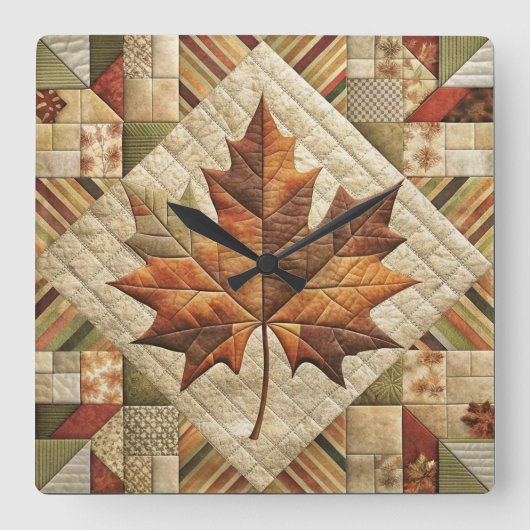 Autumn Leaves Wall Clock Vierkante Klok (Voorkant)