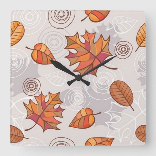 Autumn Leaves Wall Clock Vierkante Klok (Voorkant)