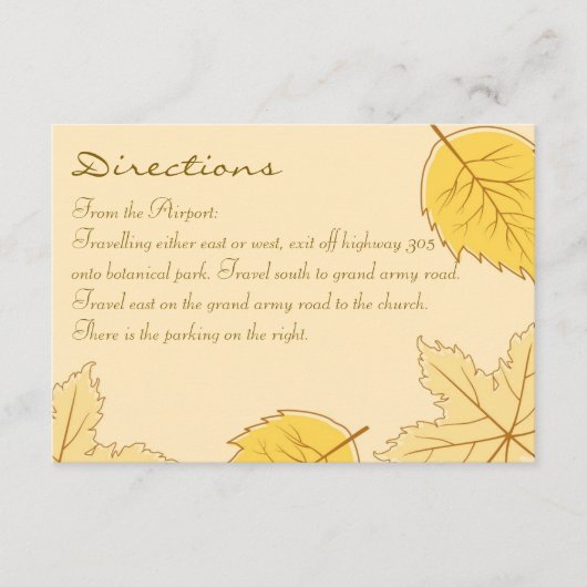 Autumn Leaves Wedding Directions Kaart (Voorkant)